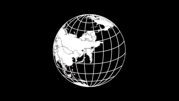 Biały Kolor Globu Obraca Się Ziemia Kanał Alfa — Wideo stockowe