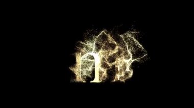 Tanecikli altın harf M, alfabe, abc, alfa kanalı