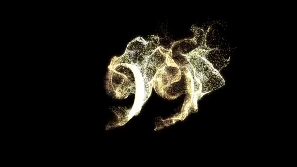 Parçacıklardan Altın Sayı Numaralandırma Altın Sayılar Alfa Kanal — Stok video