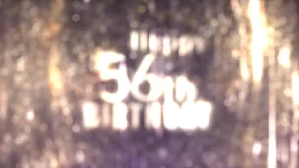 幸せな56歳の誕生日おめでとう黄金の粒子 — ストック動画