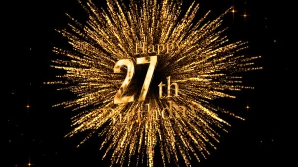 Gefeliciteerd 27E Verjaardag Met Vuurwerk Gelukkige Verjaardag Gouden Vuurwerk — Stockvideo