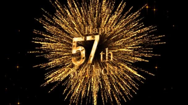 Congratulazioni 57Esimo Compleanno Con Fuochi Artificio Buon Compleanno Fuochi Artificio — Video Stock