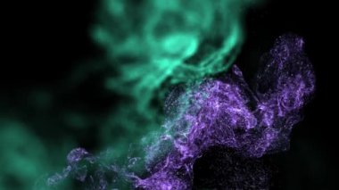 Yeşil ve mor renk parçacık hareketi, parçacıklar arkaplan, grafikler