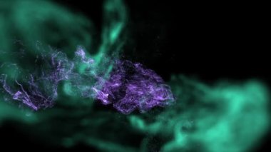 Yeşil ve mor renk parçacık hareketi, parçacık arkaplanı, grafikler, güzel arkaplan