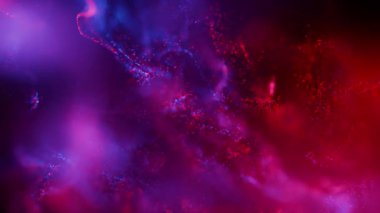 Parçacıklar, parçacıklar, grafikler içeren neon kırmızı arkaplan