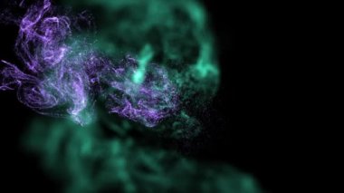 Parçacık hareketi mor ve yeşil renkler, parçacık arkaplanı, grafikler, güzel parçacık arkaplanı