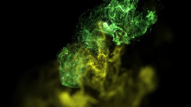 Groene Gele Kleur Deeltjesbeweging Achtergrond Met Deeltjes Afbeeldingen — Stockvideo