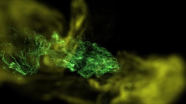 Groene Gele Deeltjesbeweging Deeltjesachtergrond Graphics Prachtige Achtergrond — Stockvideo