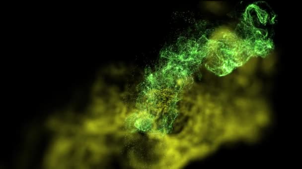 Gele Groene Deeltjesbeweging Deeltjesachtergrond Graphics Prachtige Deeltjesachtergrond — Stockvideo