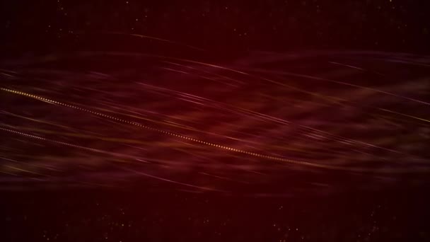 Kırmızı Zemin Üzerinde Çizgi Parçacıkların Hareketine Sahip Arkaplan Parçacıklar Bokeh — Stok video