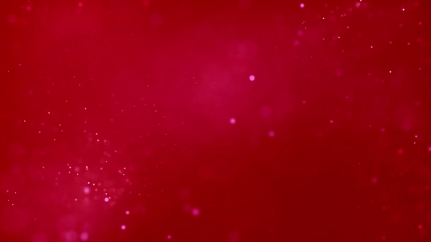 红色背景上白色粒子运动的背景 带有粒子和原子核的背景 — 图库视频影像