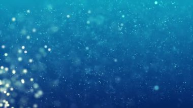 Bokeh ve beyaz renk parçacıkları ile mavi arkaplan, güzel bokeh