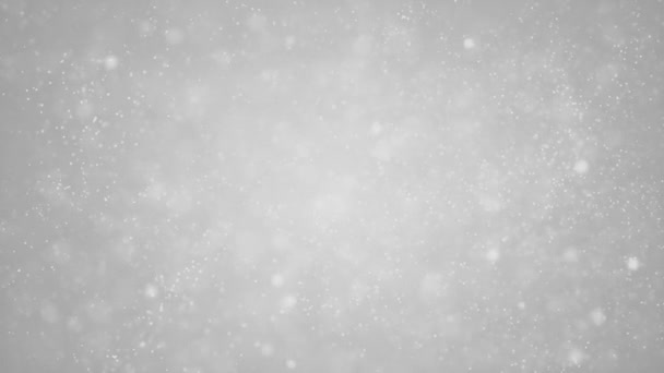 Λευκά Σωματίδια Γκρι Φόντο Κίνηση Τέφρας Φόντο Χιόνι — Αρχείο Βίντεο