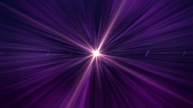 Mor renkli ışınları ve grafik arkaplanı olan bir yıldızın parlaklığı
