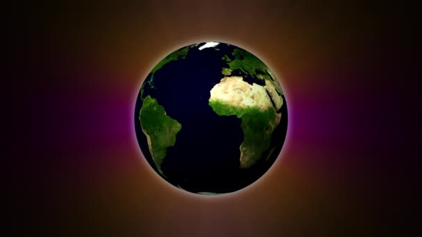 Earth Globe Rotates Sunrise Earth Space Alpha Channel — Stock Video