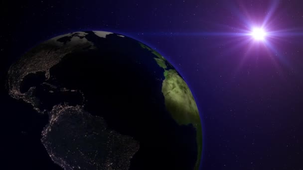 Planeta Vista Tierra Desde Vista Nocturna Espacial Gráficos — Vídeos de Stock