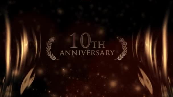 Happy 10Th Anniversary Greetings Gold Style Laurel Wreath Happy Anniversary — Stock Video