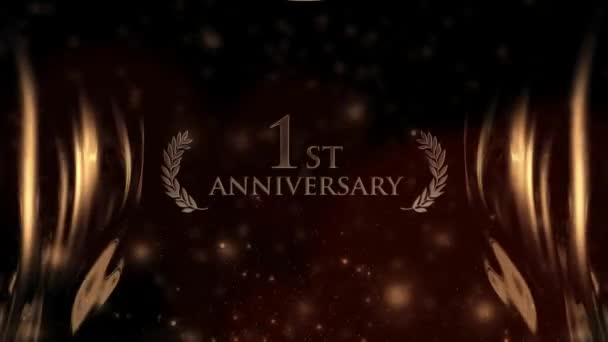 金のスタイルで幸せな1周年の挨拶 ローレルの誓い 記念日の挨拶 — ストック動画