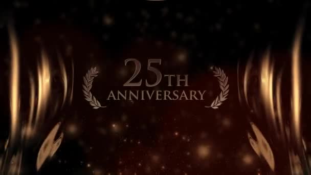 Χαρούμενη 25Η Επέτειος Χαιρετισμοί Χρυσό Στυλ Laurel Στεφάνι Επέτειος Χαιρετισμοί — Αρχείο Βίντεο