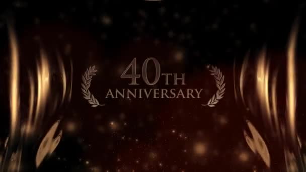 Χαρούμενη 40Η Επέτειος Χαιρετισμοί Χρυσό Στυλ Laurel Στεφάνι Επέτειος Χαιρετισμοί — Αρχείο Βίντεο