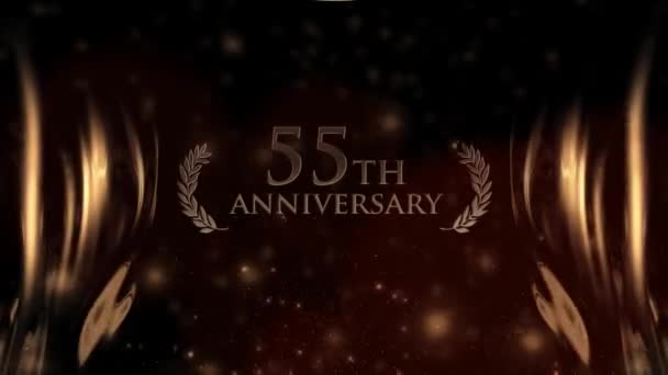 Χαρούμενη 55Η Επέτειος Χαιρετισμοί Χρυσό Στυλ Laurel Στεφάνι Επέτειος Χαιρετισμοί — Αρχείο Βίντεο