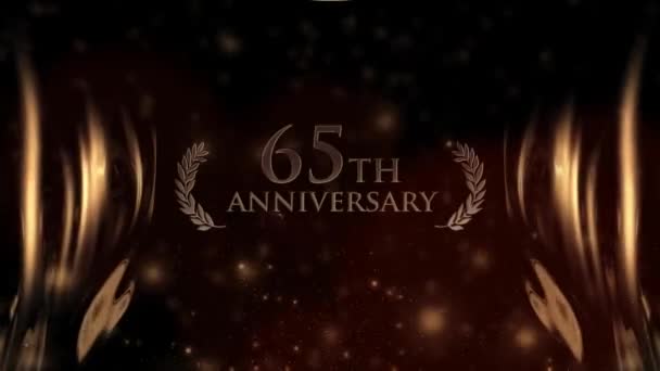 Χρόνια Πολλά 65Η Επέτειο Χαιρετισμούς Χρυσό Στυλ Laurel Στεφάνι Χαιρετισμούς — Αρχείο Βίντεο