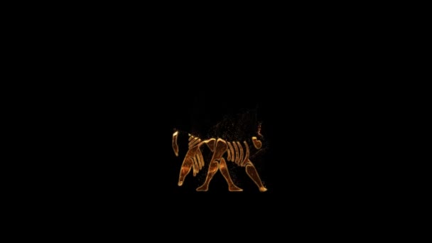 Знак Зодиака Близнецов Золотом Стиле Частицами Гороскопом Альфа Каналом — стоковое видео
