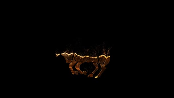 Знак Зодіаку Тельця Золотому Стилі Частинками Гороскопом Альфа Каналом — стокове відео