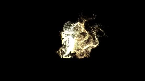 Знак Зодиака Козерога Гороскоп Золотые Частицы Альфа Канал — стоковое видео