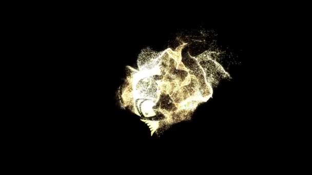 双鱼座黄道带星座 金色粒子 — 图库视频影像