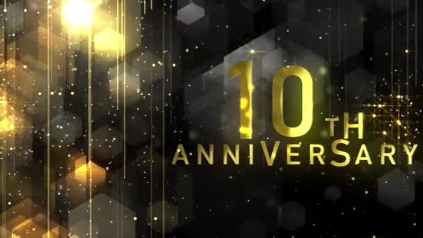 Parabéns Pelo Décimo Aniversário Estilo Ouro Luxo Premiando Feliz Aniversário — Vídeo de Stock
