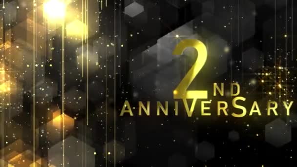 Lüks Altın Stilinde Ikinci Yıldönümü Kutlaması Mutlu Yıldönümü Ödülü — Stok video
