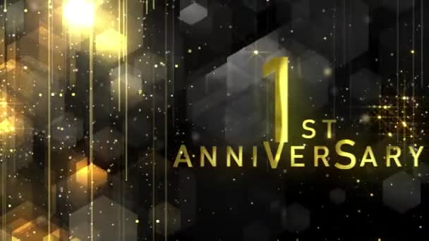 豪華な金のスタイルで1周年をおめでとう 幸せな記念日を授与 — ストック動画