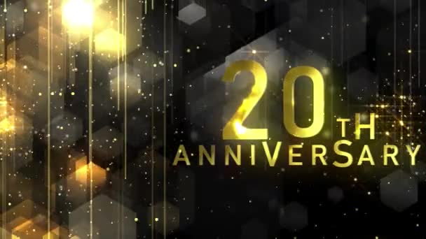 Felicitaciones Por Vigésimo Aniversario Estilo Oro Lujo Otorgando Feliz Aniversario — Vídeos de Stock