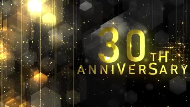 Congratulations 30Th Anniversary Luxury Gold Style Happy Anniversary Award — Stock Video