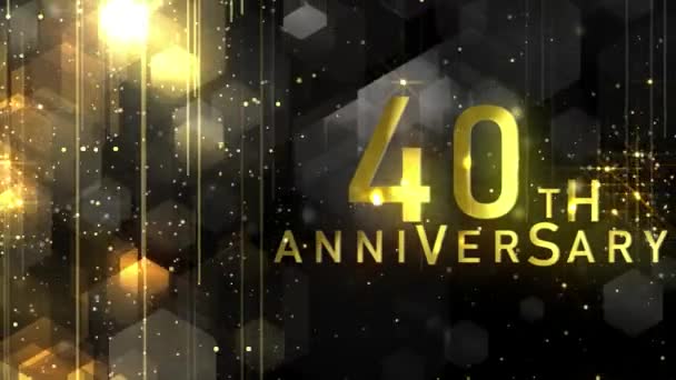 Congratulations 40Th Anniversary Luxury Gold Style Awarding Happy Anniversary — Stock Video