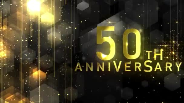 恭贺50周年以奢华的黄金风格 授予快乐的周年纪念日 — 图库视频影像