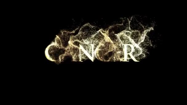 Καρκίνος Ζωδιακό Σύμβολο Όνομα Ωροσκόπιο Χρυσά Σωματίδια Άλφα Κανάλι — Αρχείο Βίντεο