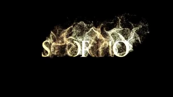 Name Zodiac Sign Scorpio Horoscope Golden Particles Alpha Channel — Stock Video