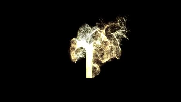 牡羊座の星座のシンボル 星占い 黄金の粒子アルファチャンネル — ストック動画