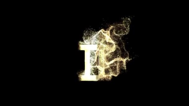 Символи Зодіаку Джеміні Гороскоп Альфа Канал Золотими Частинками — стокове відео