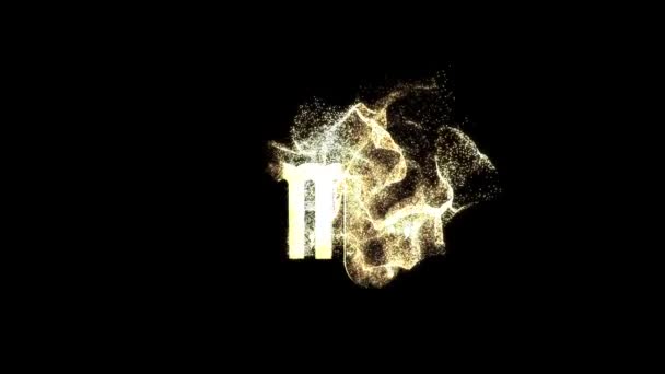 Знак Зодіаку Скорпіона Гороскоп Альфа Канал Золотими Частинками — стокове відео