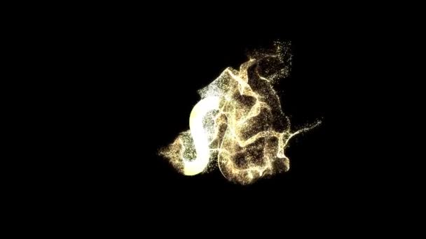 黄道带星座狮子座 金粒子 通道的符号 — 图库视频影像