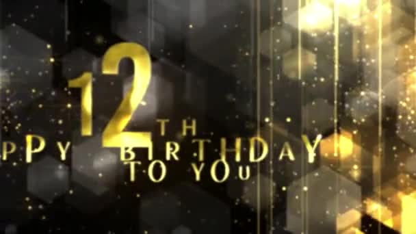 Felicitaciones Por Duodécimo Cumpleaños Estilo Oro Lujo Concesión Feliz Cumpleaños — Vídeos de Stock