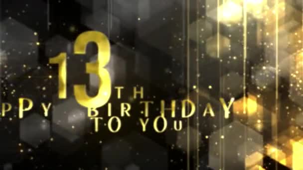 Congratulations 13Th Birthday Luxury Gold Style Awarding Happy Birthday Years — Stock Video