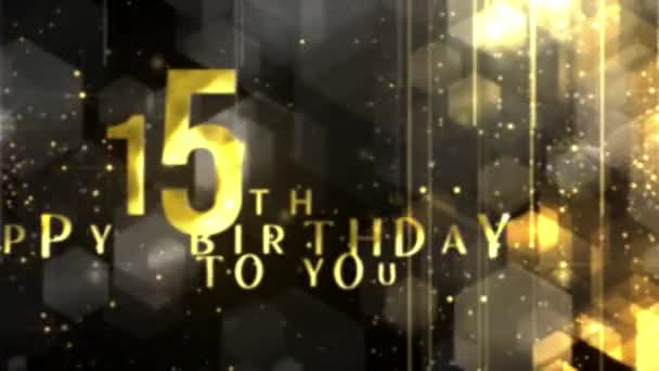 Congratulations 15Th Birthday Luxury Gold Style Awarding Happy Birthday Years — Stock Video
