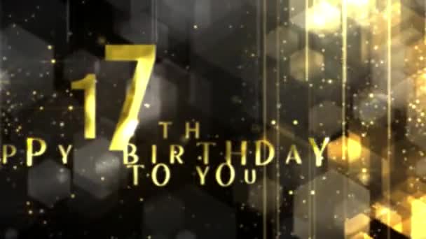 Congratulations 17Th Birthday Luxury Gold Style Awarding Happy Birthday Years — Stock Video
