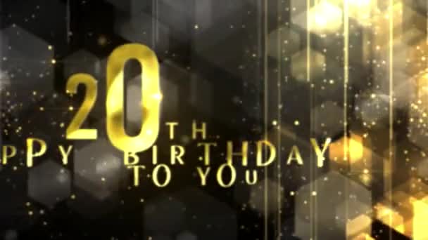 Felicitaciones Por Vigésimo Cumpleaños Estilo Oro Lujo Concesión Feliz Cumpleaños — Vídeos de Stock