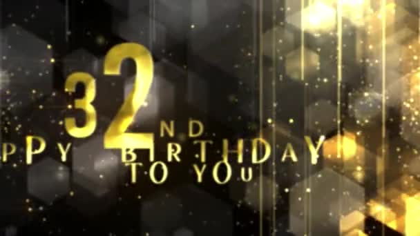 Congratulations 32Nd Birthday Luxury Gold Style Awarding Happy Birthday Years — ストック動画