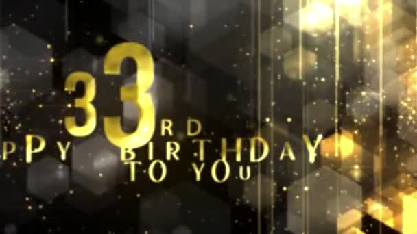 Congratulations 33Rd Birthday Luxury Gold Style Awarding Happy Birthday Years — Stock Video